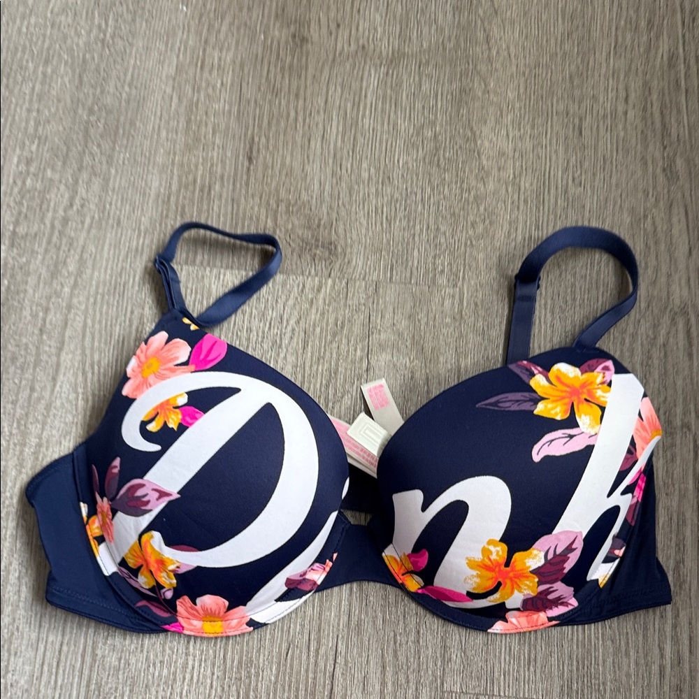 PINK Victoria's Secret Navy Floral Bra